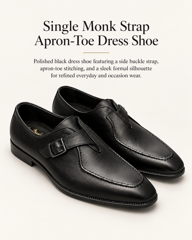 Single Monk Strap Apron-Toe Dress Shoe