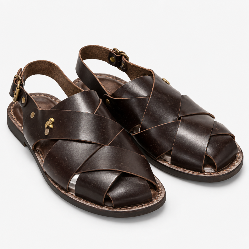 Re Ferdinando Italy Dark Brown Leather Sandals