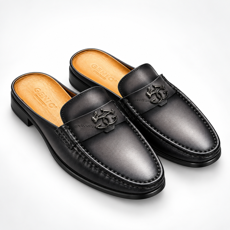Genio Handmade Black Leather Loafers