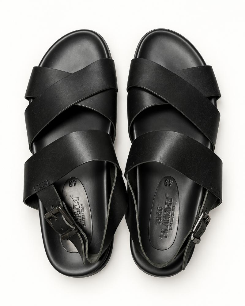 1966 Filangieri Black Leather Sandals