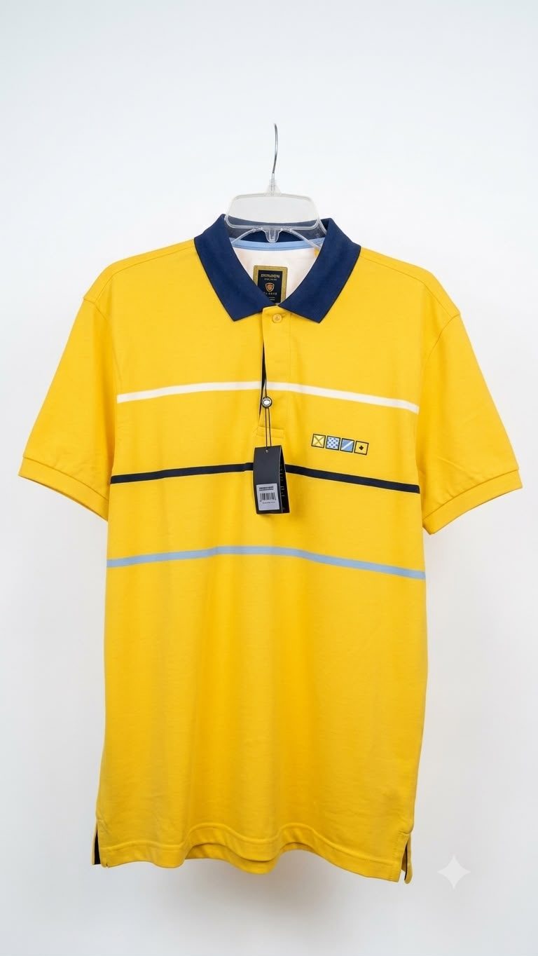 Memo's Yellow Striped Polo Shirt